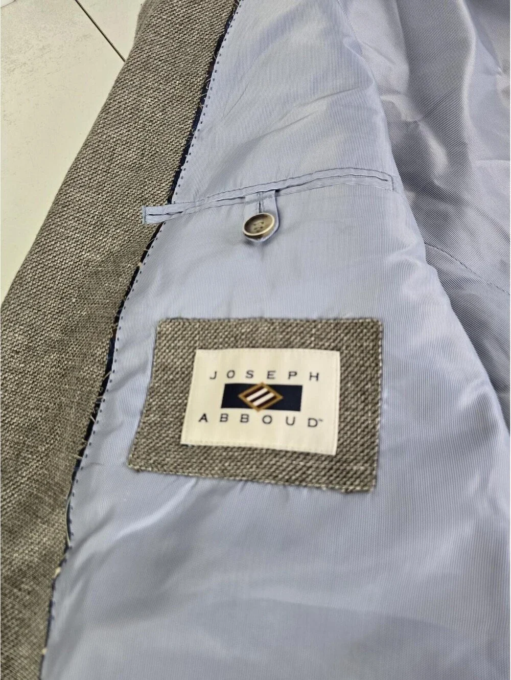 Joseph Abboud Men 44XL Sport Coat Heritage Brown Linen Wool Slim Fit Elbow Patch